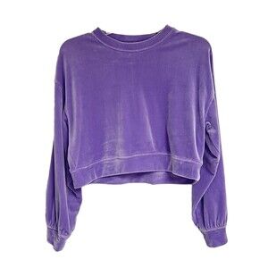 H&M Divided Purple Ribbed Boxy Cropped Pullover Size Small